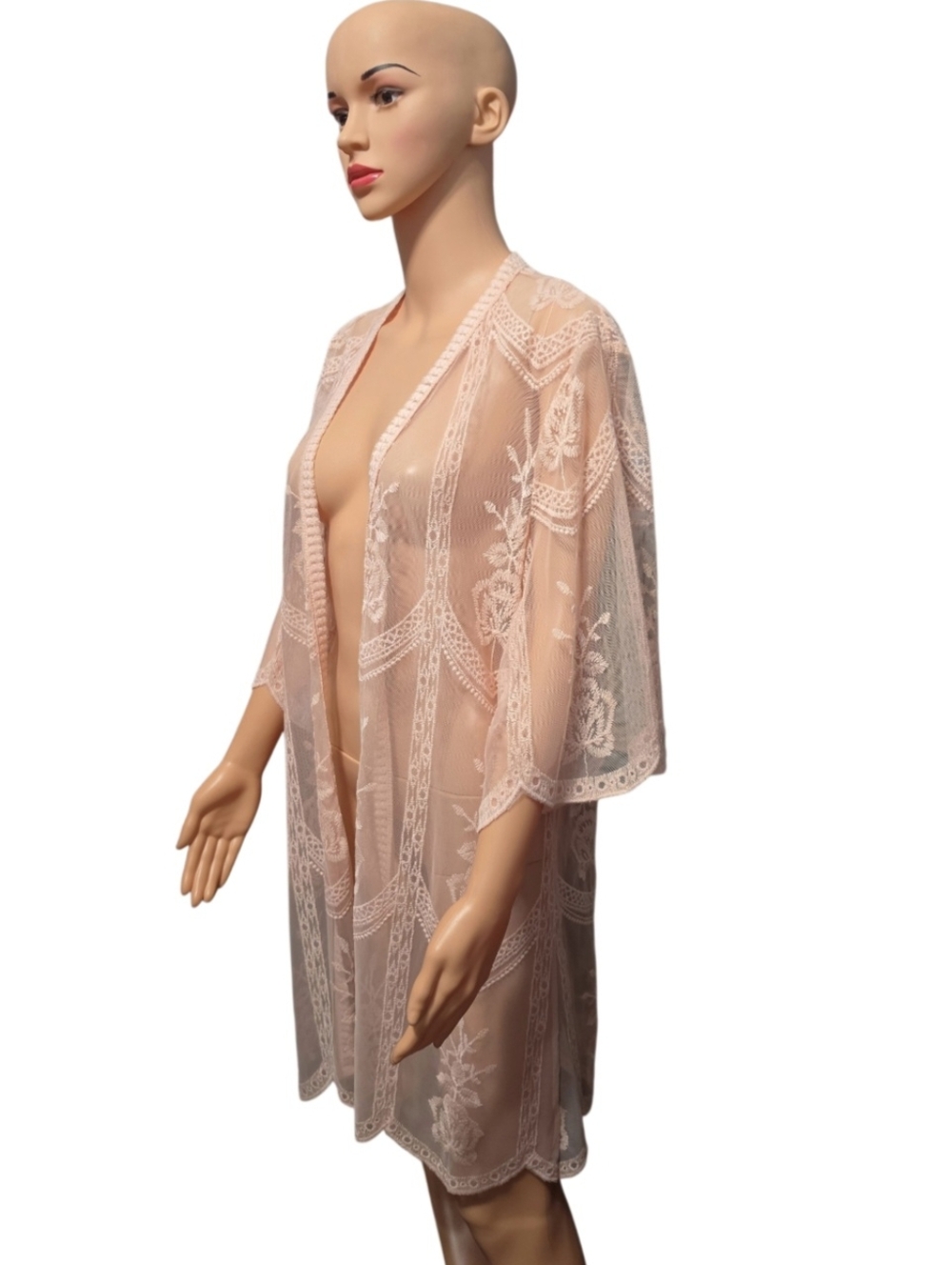 Miss Chievous All-Over Embroidered Lace Kimono Sz L/XL